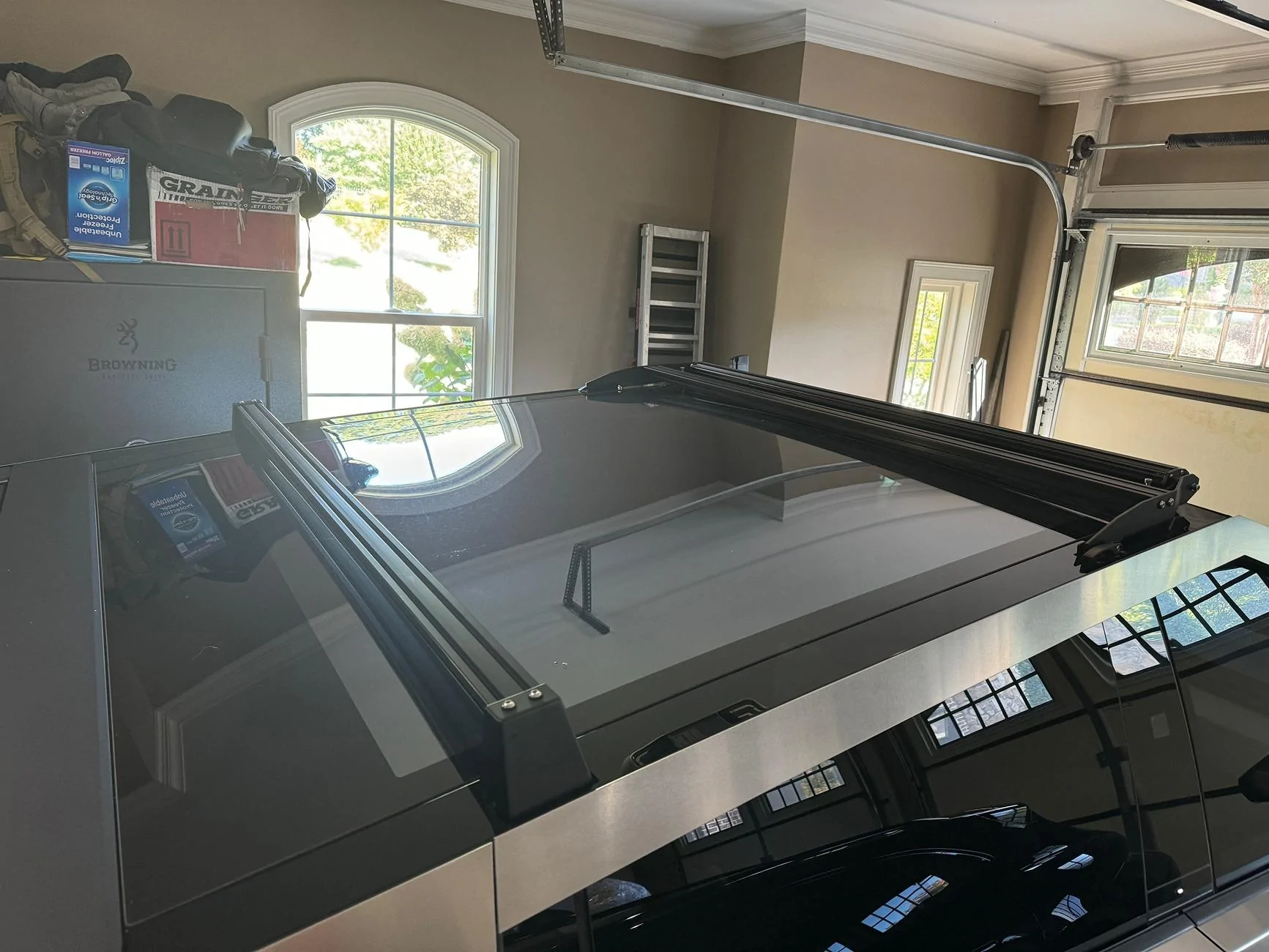 Tesla Cybertruck CybertruckCo Light Duty Roof Rack with Modified TSportline Light Bar (Added Rack) IMG_6284