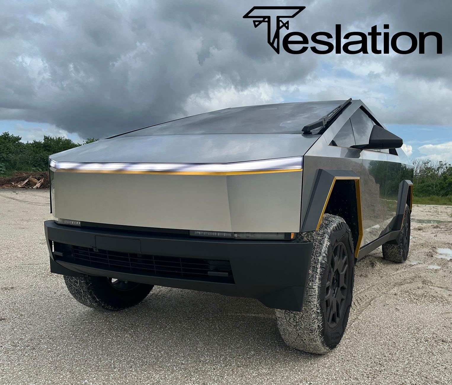 Tesla Cybertruck Forged in the fire - Golden light - CyberBeast Wrap, Full Passivate CyberBeastSand1
