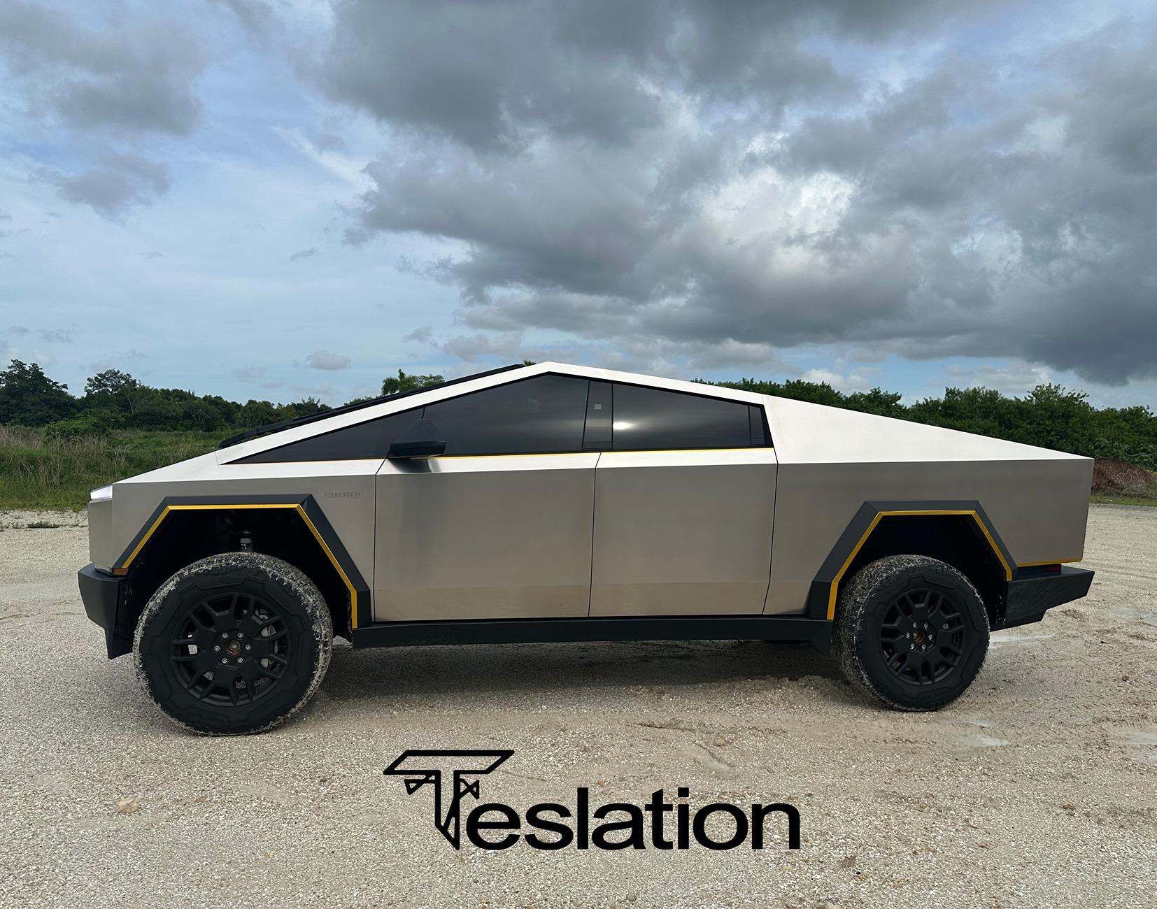 Tesla Cybertruck Forged in the fire - Golden light - CyberBeast Wrap, Full Passivate CyberBeastSand2