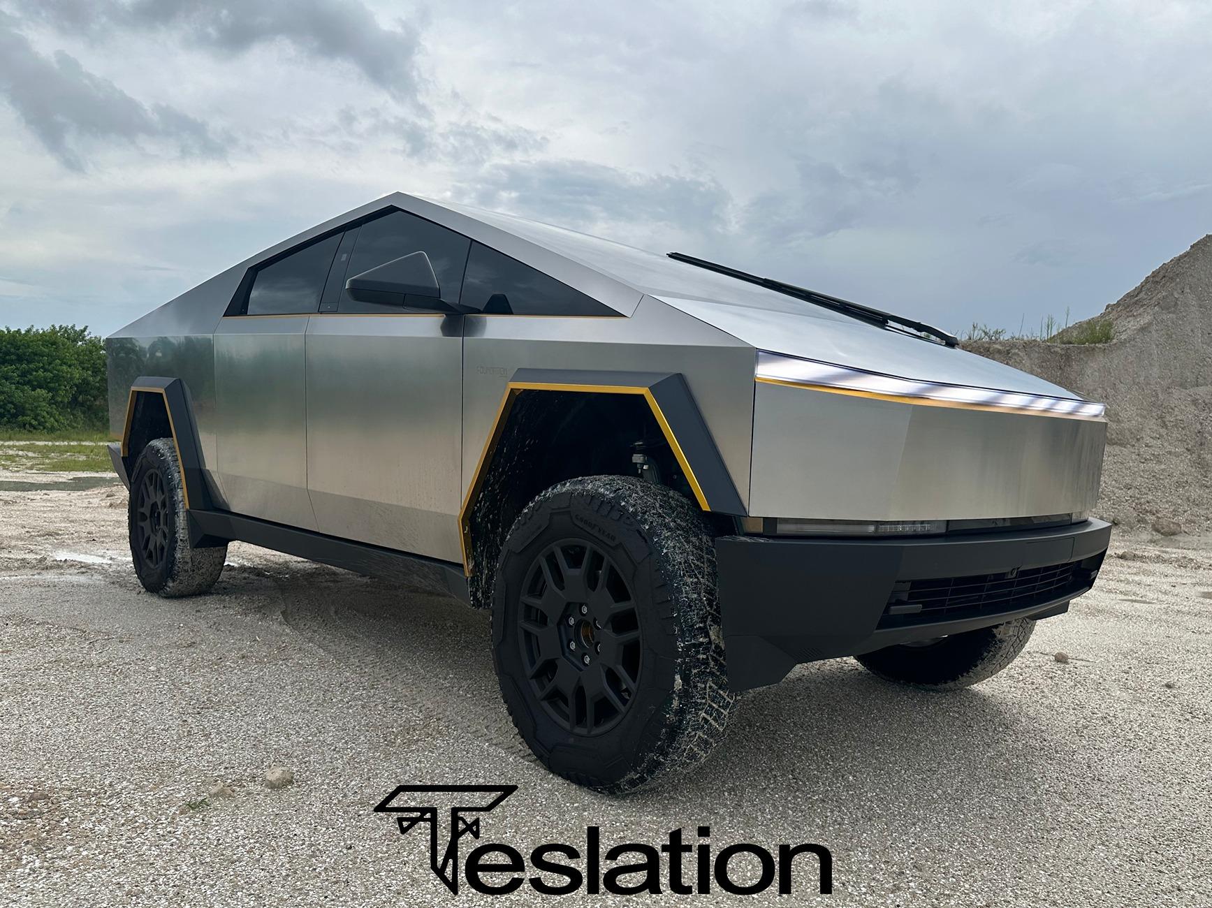 Tesla Cybertruck Forged in the fire - Golden light - CyberBeast Wrap, Full Passivate CyberBeastSand3