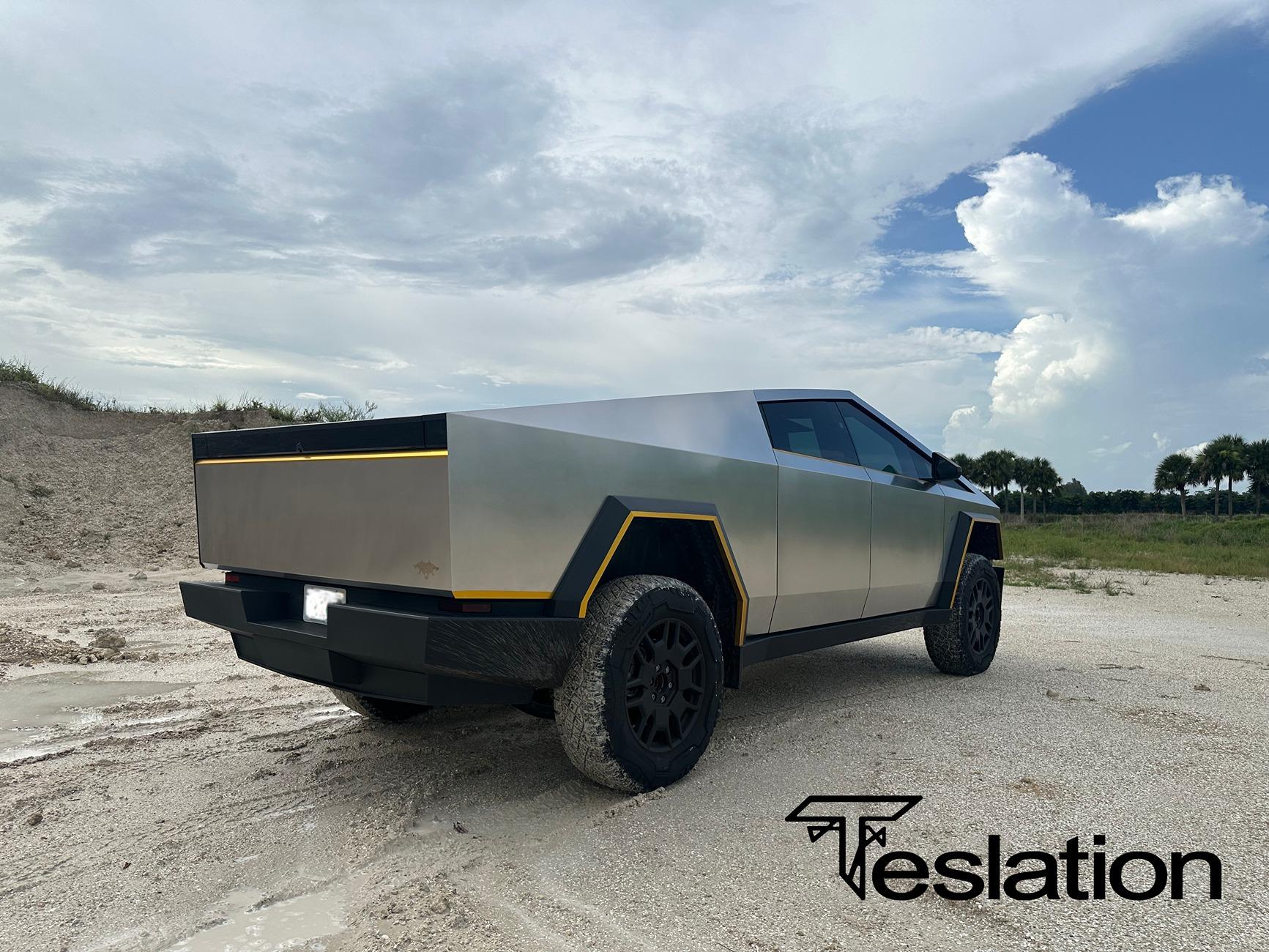 Tesla Cybertruck Forged in the fire - Golden light - CyberBeast Wrap, Full Passivate CyberBeastSand4