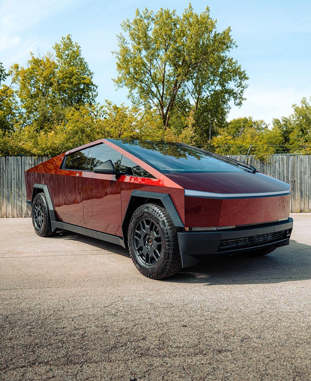 Tesla Cybertruck 🌟 CyberTruck complete in our (PURE PPF) METALLIC REDHOOD colored paint protection film! IMG_5077
