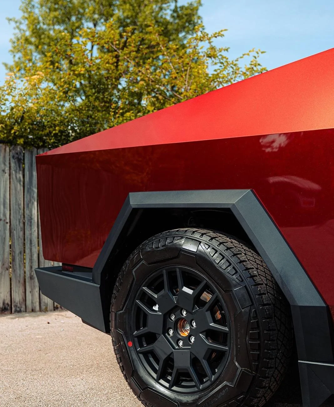 Tesla Cybertruck 🌟 CyberTruck complete in our (PURE PPF) METALLIC REDHOOD colored paint protection film! IMG_5079