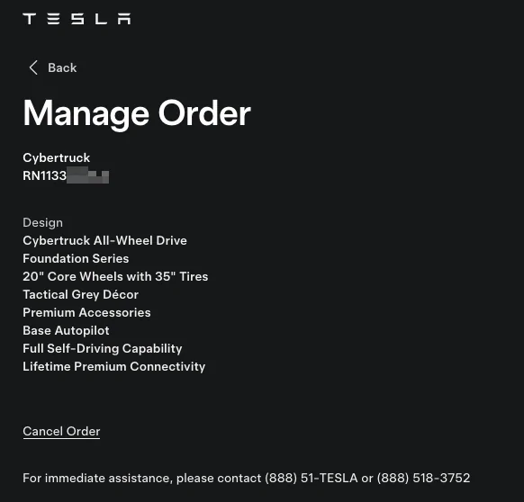 Tesla Cybertruck Resubmitting order and got vin within an hour SCR-20240807-pjdf