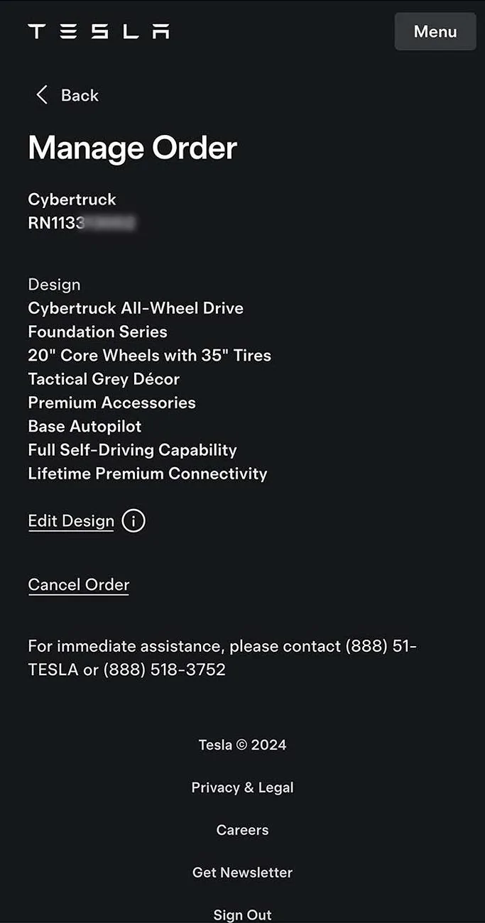 Tesla Cybertruck Resubmitting order and got vin within an hour Screenshot_20240807_sm