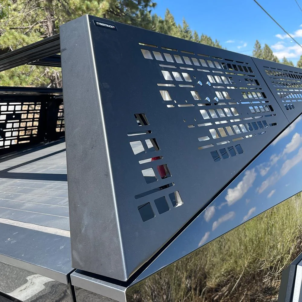 Tesla Cybertruck CYBERTRUCKco Modular Racks Officially Launched! cybertruck-with-molle-panlel-roof-rack-from-cybertruckco-4