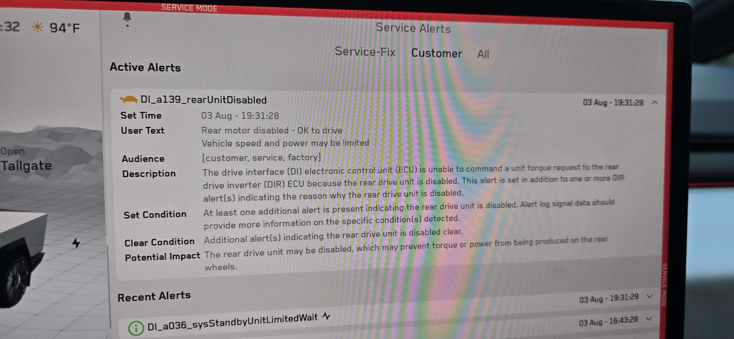 Tesla Cybertruck Rear motor disabled - AWD Service_RearMotor_3