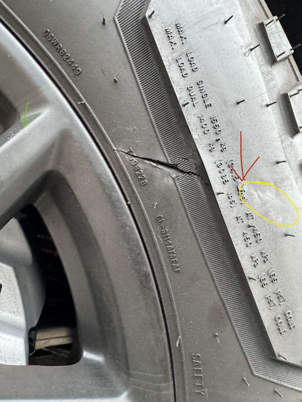 Tesla Cybertruck Someone sliced my tire. I'm not losing air, is it ok to drive on it until they restock with new ones??? img_7295-jpeg.58129
