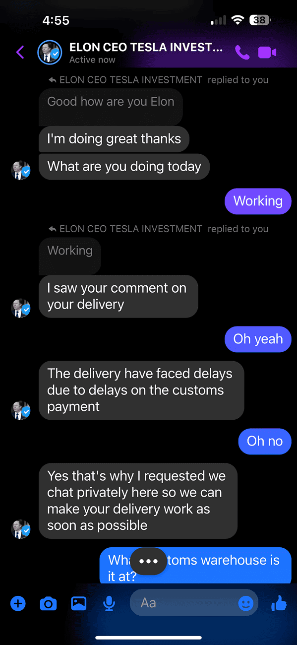 Tesla Cybertruck Warning Scam Alert IMG_6190