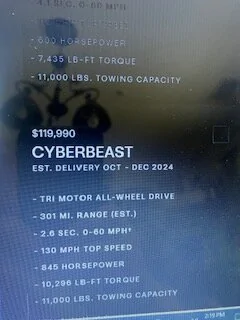 Tesla Cybertruck 2025 Non-FS Cybertruck MSRP prediction IMG_5198