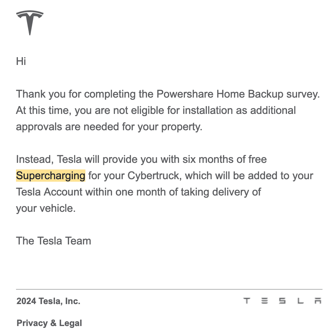 Tesla Cybertruck Am I getting free supercharging or am I an idiot? Screenshot 2024-08-13 at 4.05.00 PM