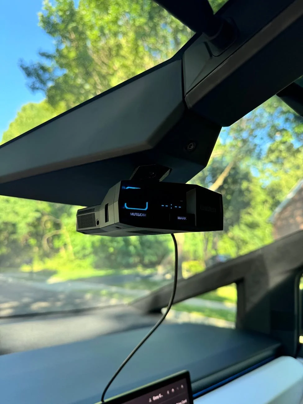Tesla Cybertruck 3D print mount for Uniden radar detector IMG_0970