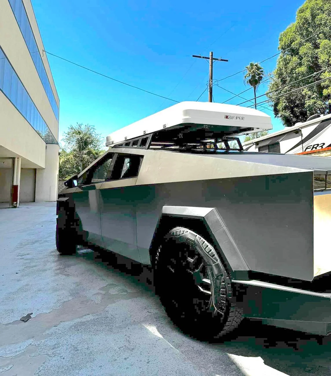 Tesla Cybertruck iKamper 2.0 Clamshell Rooftop Tent (RTT) + Mars Adventure Gear Roof Rack on Cybertruck iKamper 2.0 Clamshell Rooftop Tent (RTT) + Mars Adventure Gear Roof Rack on Cybertruck 1