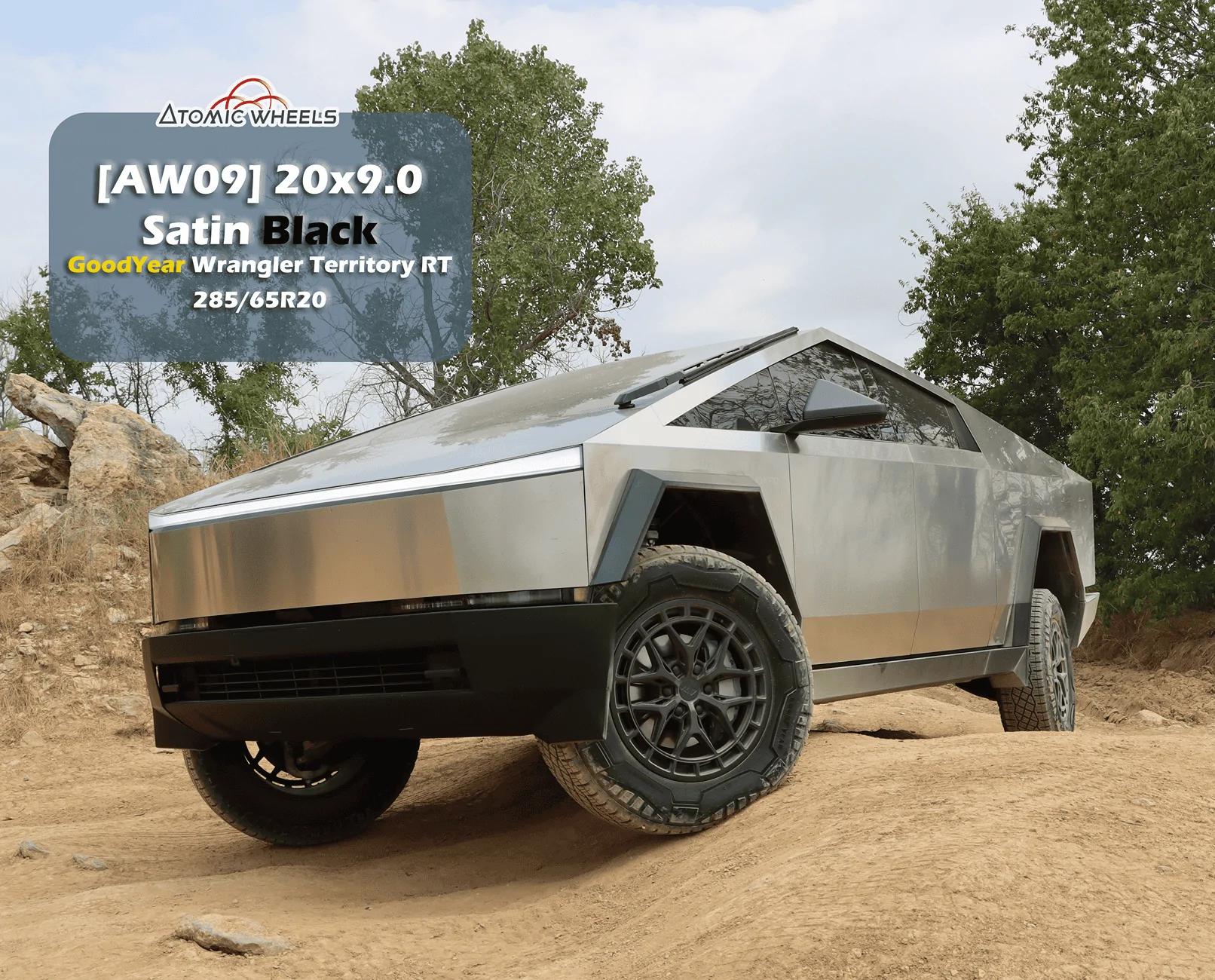 Tesla Cybertruck Fully Forged Atomic Wheels for Tesla Cybetruck AW0920_CyberTruck_SatinBlack_Stamp1