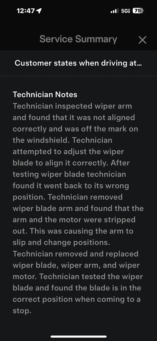 Tesla Cybertruck Post wiper motor recall -- wiper alignment : no longer moves to the far left side of the windshield location? IMG_1562