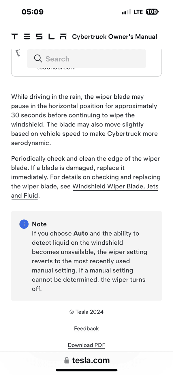 Tesla Cybertruck Post wiper motor recall -- wiper alignment : no longer moves to the far left side of the windshield location? IMG_1556