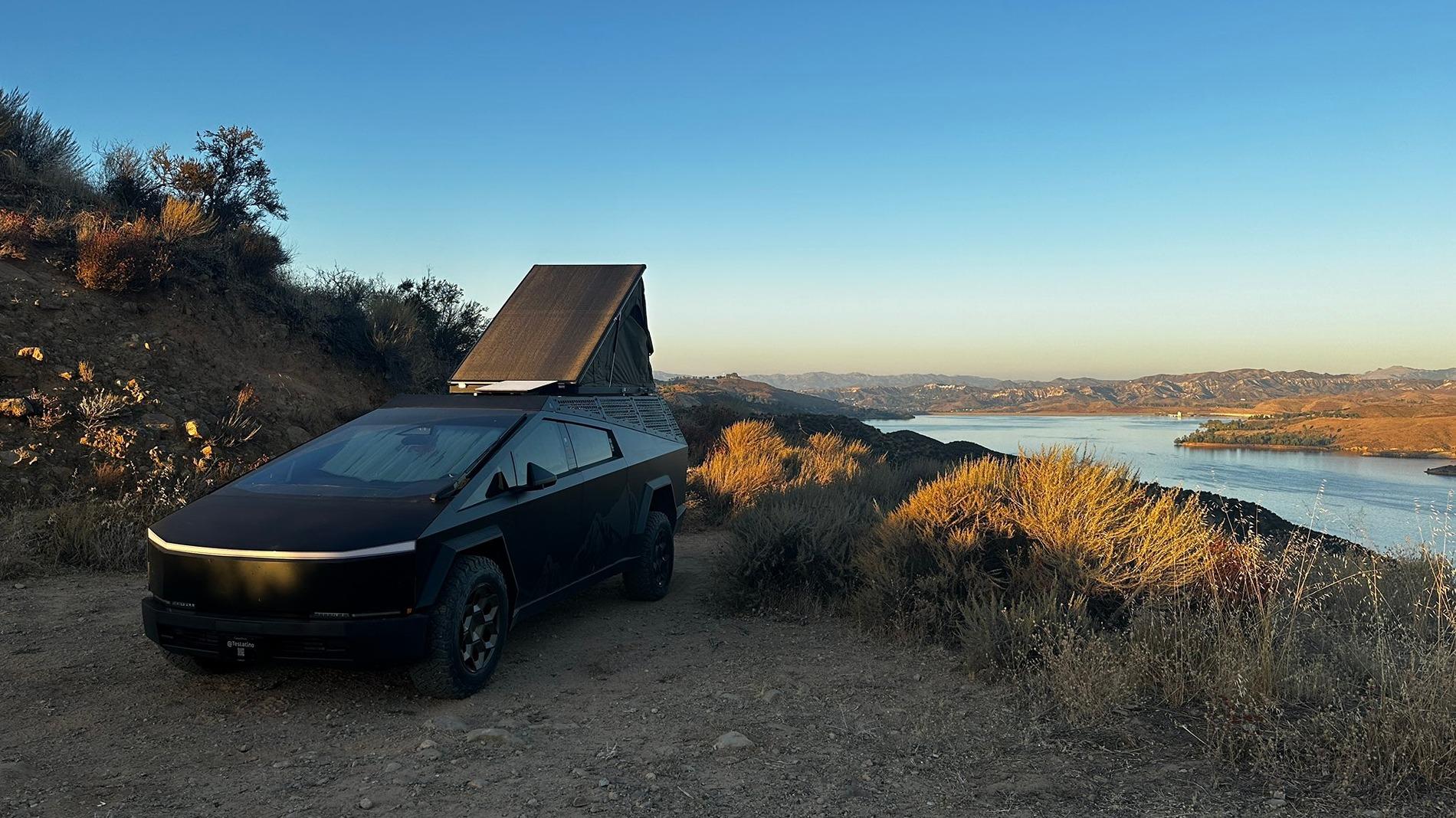 Tesla Cybertruck Camping & Off-Road Tour: Cybertruck with Flood Lights and Inspired Overland Carbon Fiber Roof Top Tent IMG_7418.JPG