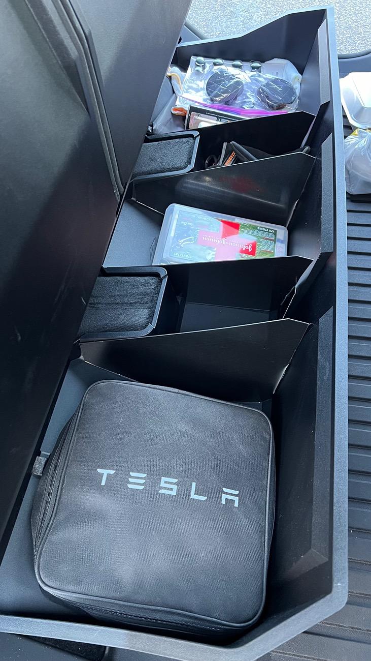 Tesla Cybertruck Underseat Storage Bin modification IMG_5063