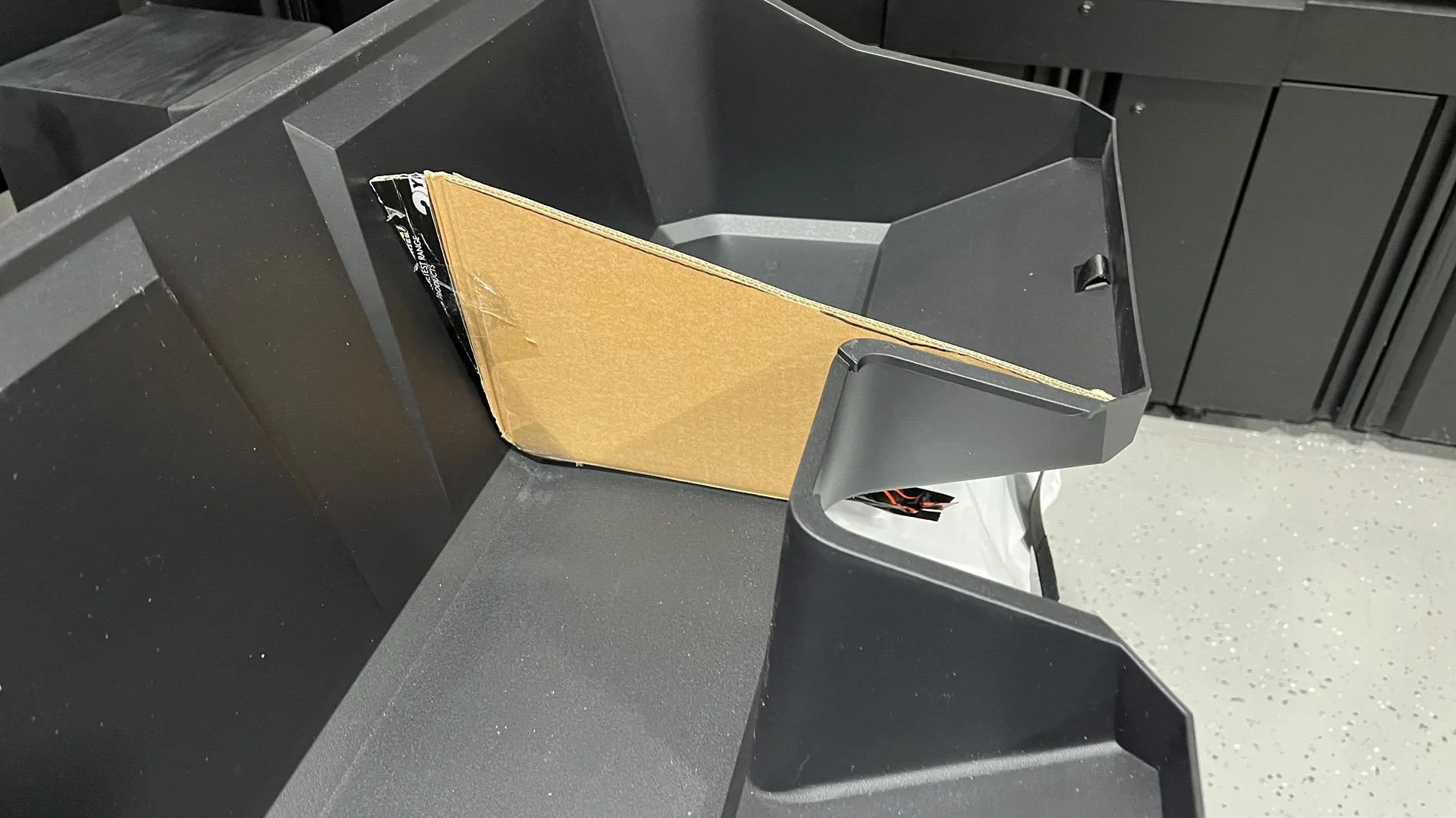 Tesla Cybertruck Underseat Storage Bin modification IMG_5046