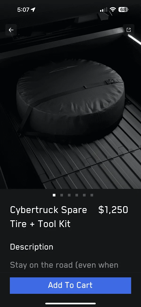 Tesla Cybertruck CYBERTRUCK SPARE TIRE + TOOL KIT CYBERTRUCK AVAILABLE IMG_9171