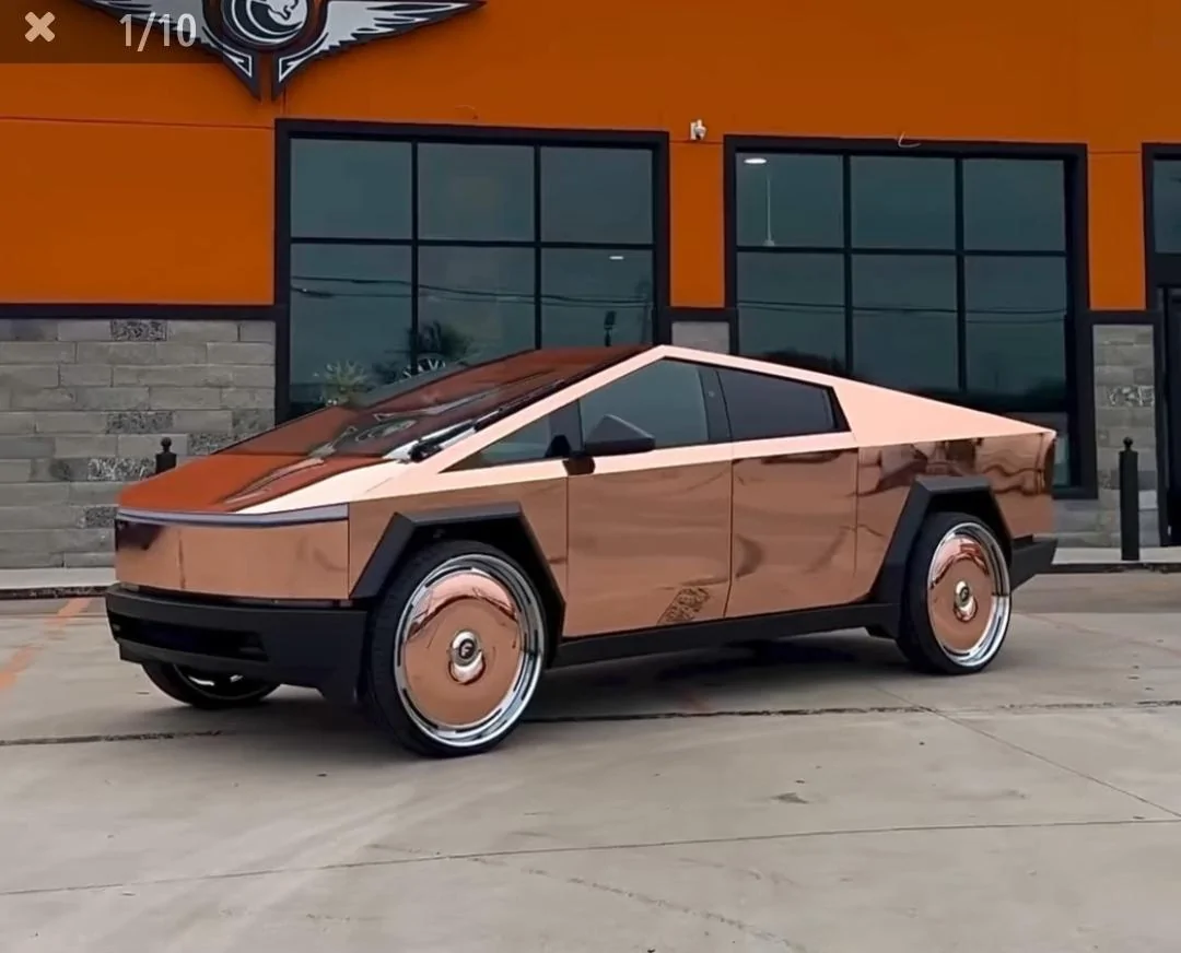 Tesla Cybertruck GOLD Vinyl Wrap & PPF Cybertruck -- Photos & Videos rosegoldct-jpg