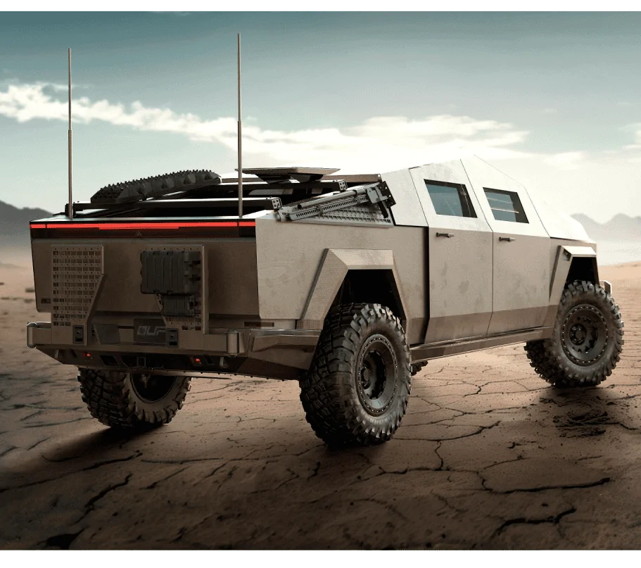 Tesla Cybertruck STING: Armored Cybertruck Upfit by Unplugged Performance & Archimedes Defense Tesla-Cybertruck-Military-Unplugged-Performance-UP.FIT-Archimedes-2-2
