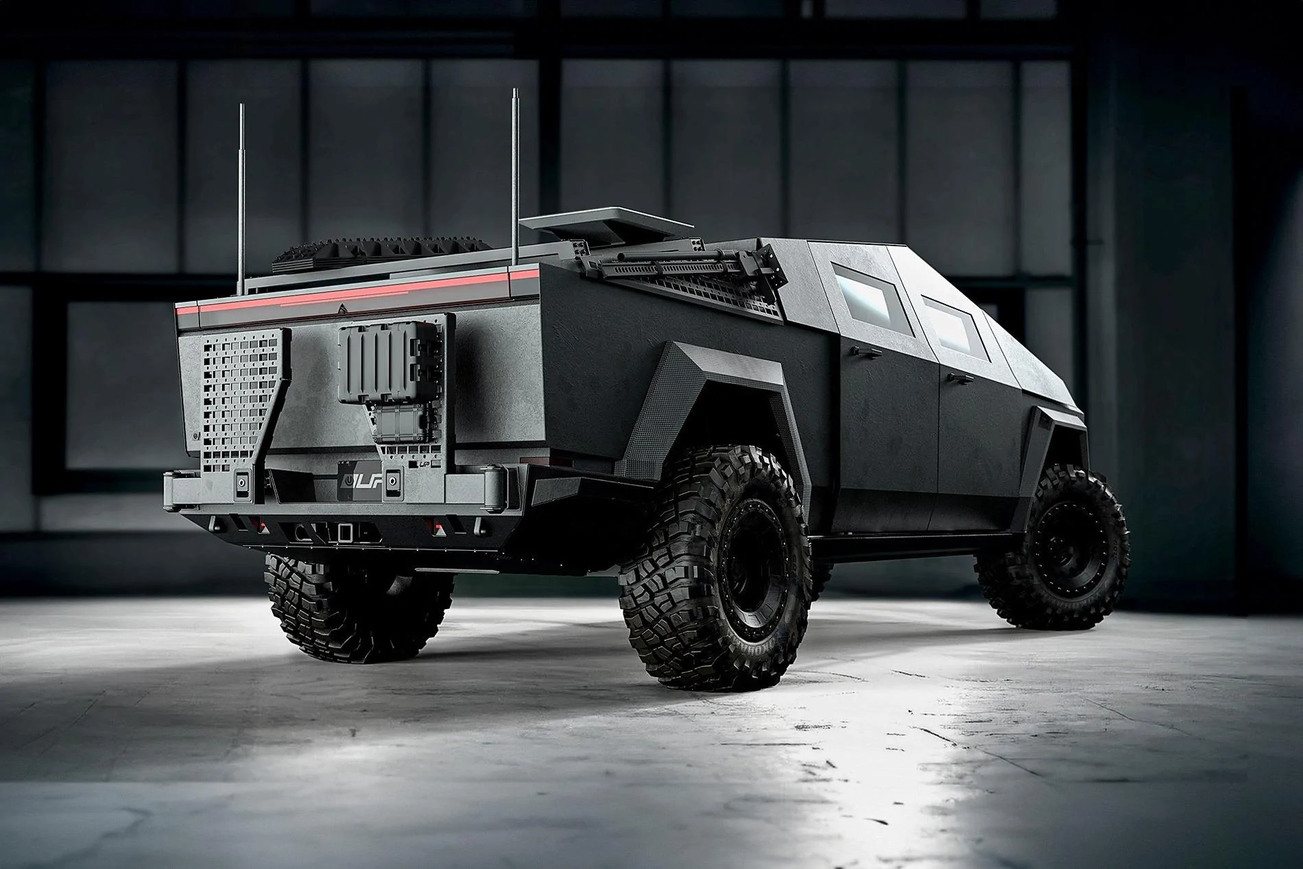 Tesla Cybertruck STING: Armored Cybertruck Upfit by Unplugged Performance & Archimedes Defense Tesla-Cybertruck-Military-Tactical-Unplugged-Performance-UP.Ft-Archimedes-Defense-1920px-Imag