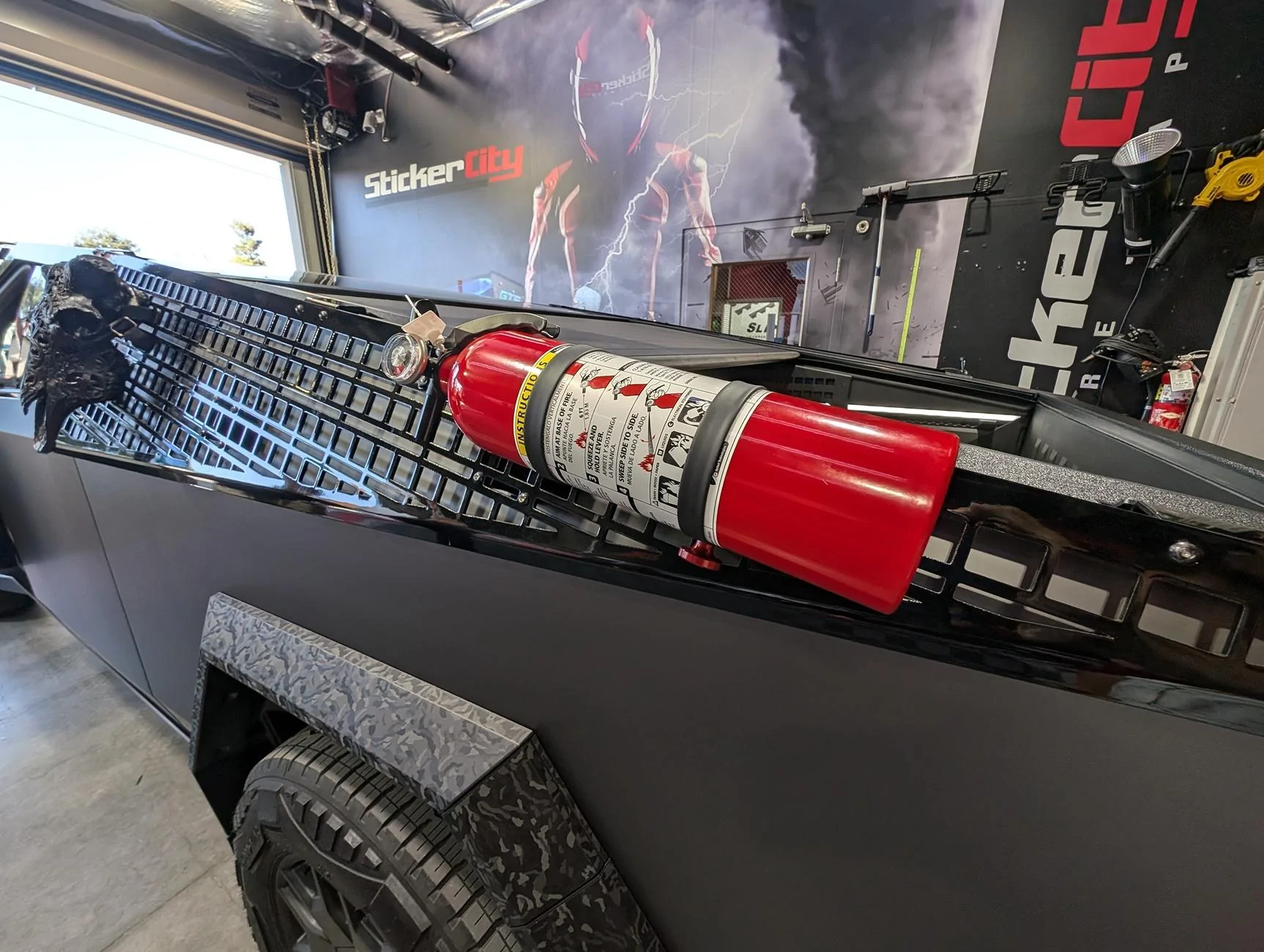 Tesla Cybertruck 🛠️🚙 Get Tactical with Our Versatile External Sail MOLLE Rack System (by Stickercity) - Where function Meets Fun Cybertruck MOLLE Side Panels quarter panels tesla stickercity TOProtect fire skull emergency 