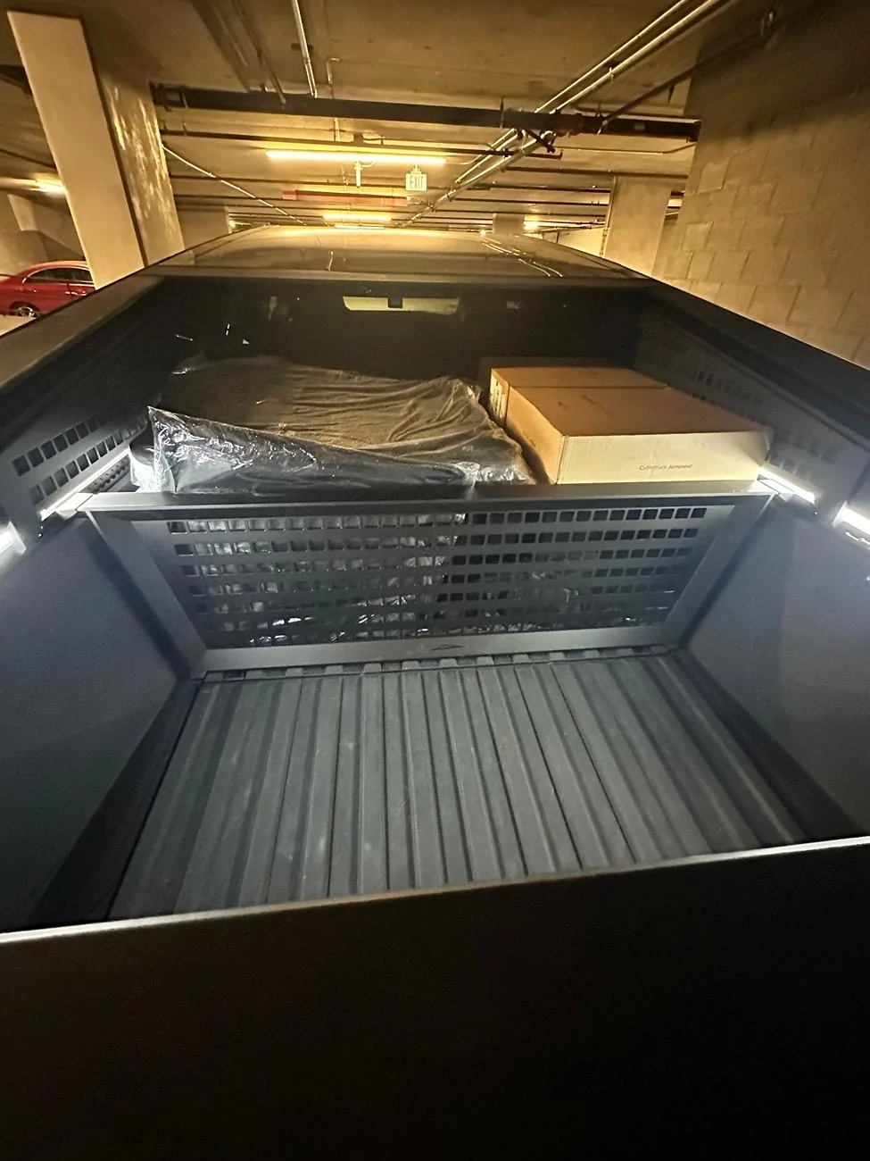 Tesla Cybertruck Tesla Cargo Bins - Do they fit in the backseat ? IMG_1624