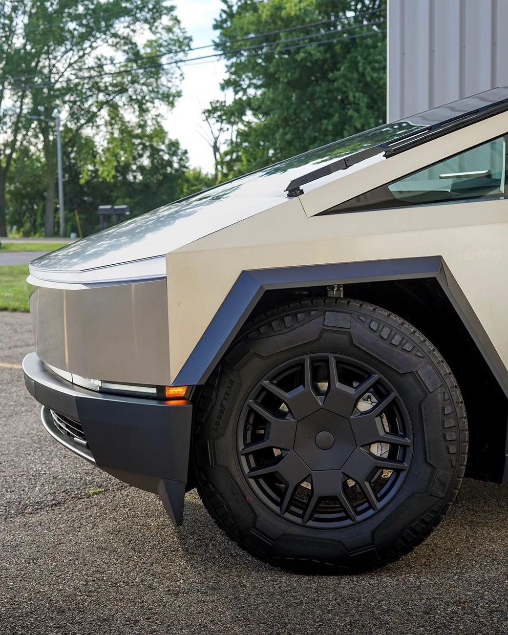 Tesla Cybertruck Have you tried these Heptagonal Hub Caps and Lug Nut Covers on your Cybertruck?– How Do They Stand Out? 🚀🔩 IMG_3969