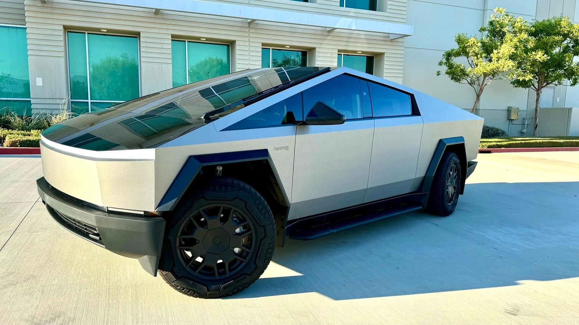 Tesla Cybertruck DIY Avery Dennison Brushed Titanium Wrap from TESBROS DIY Avery Dennison Brushed Titanium Wrap from TESBROS 1