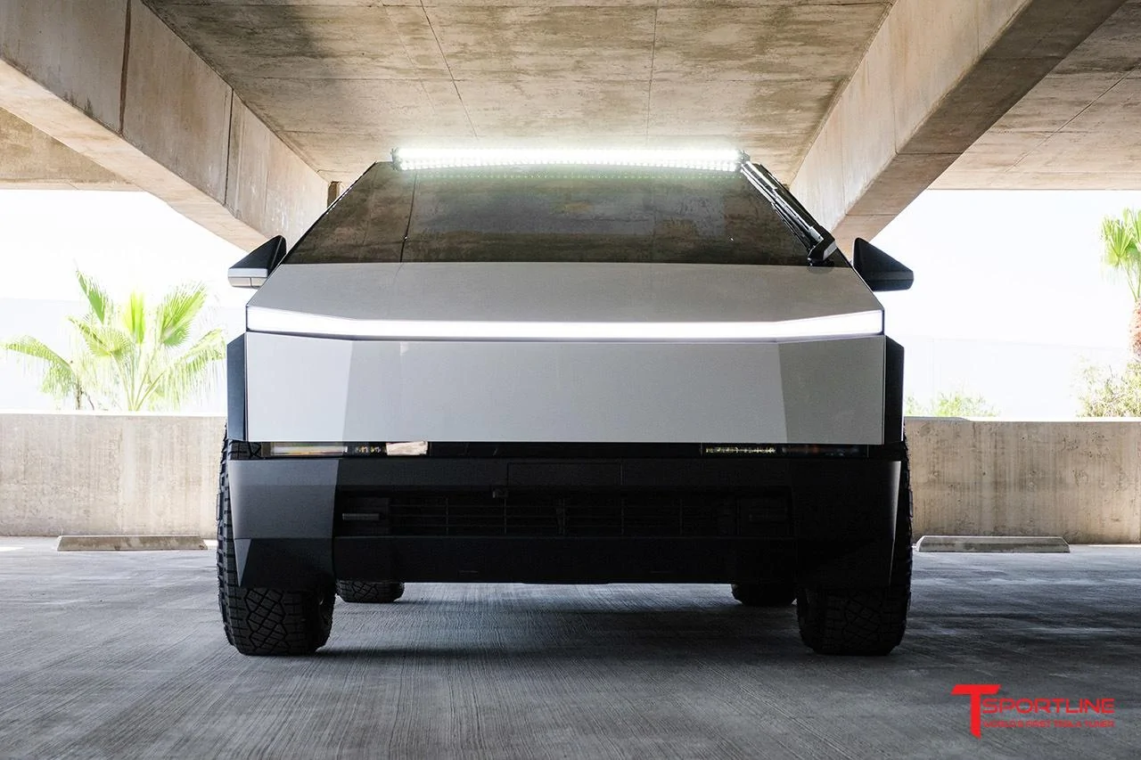 Tesla Cybertruck Cybertruck Aftermarket Wheels & Tires Photos + Info Compilation TMaxx Hyper Gloss White Tesla Cybertruck with 20%22 CT7 and Offroad Light Bar 6
