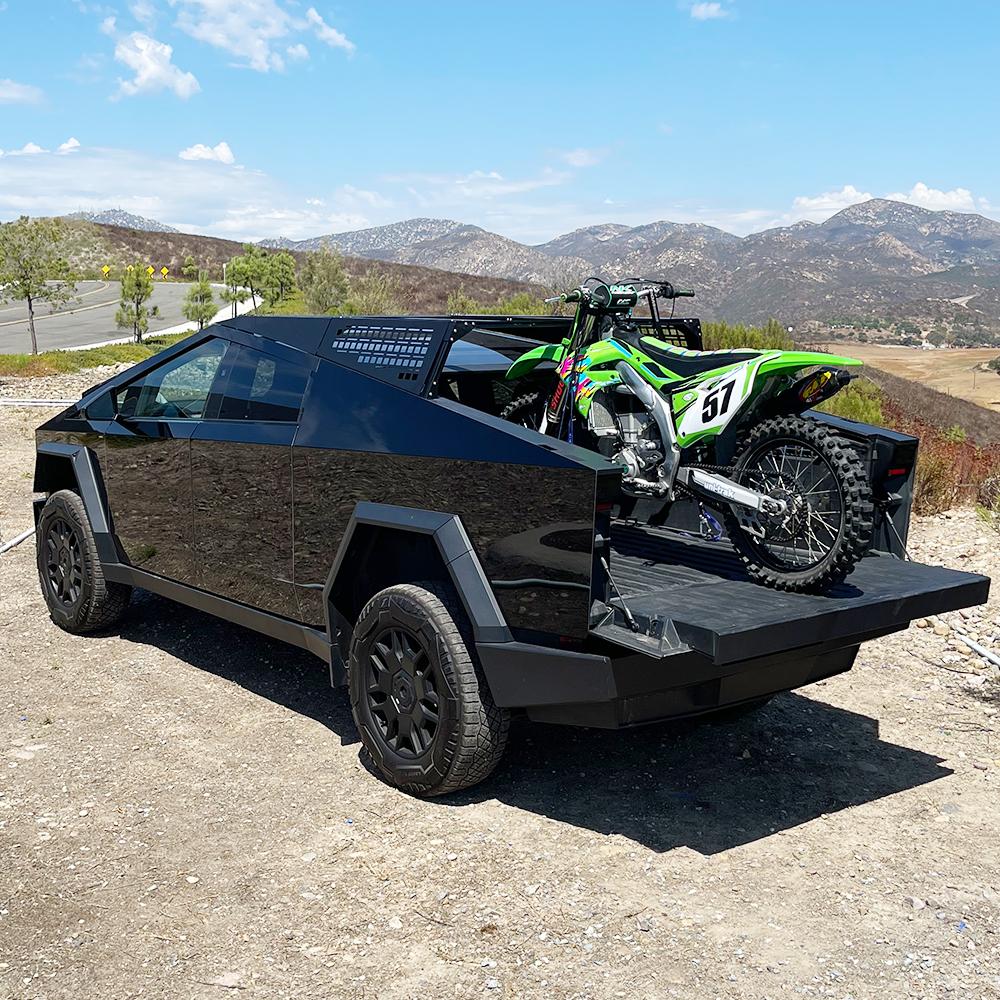 Tesla Cybertruck 💥CYBERTRUCKco - MOTO Bed Rack launched! 🏍️ tesla cybertruck with motorcycle bed rack by cybertruckco-21