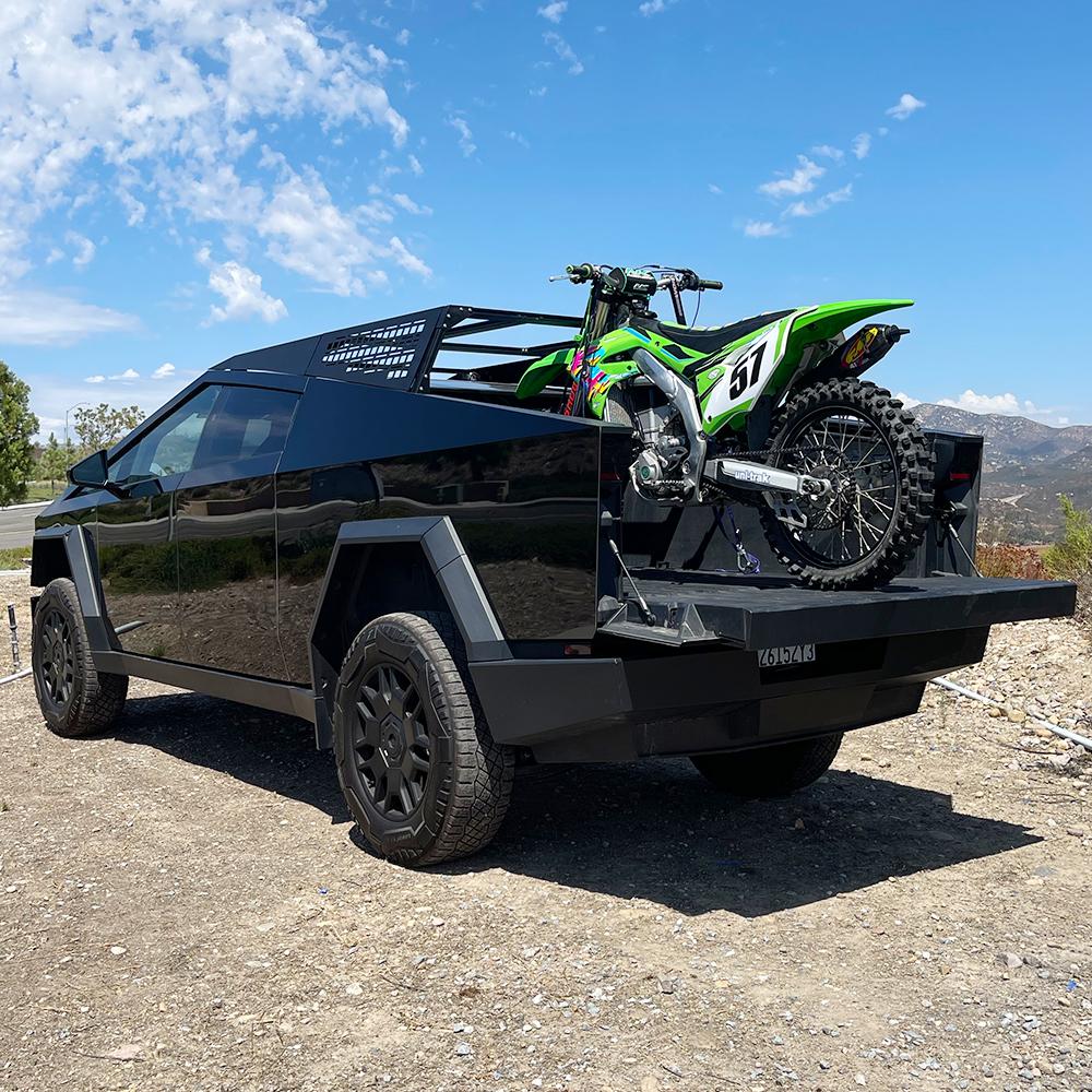 Tesla Cybertruck 💥CYBERTRUCKco - MOTO Bed Rack launched! 🏍️ tesla cybertruck with motorcycle bed rack by cybertruckco-20