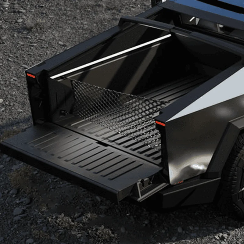 Tesla Cybertruck Foldable Vault Cargo Bins : How To Efficiently Utilize the Cybertruck's Vault? 🚀 Teslaunch Rear Trunk Cargo Net Vertical Type Styl