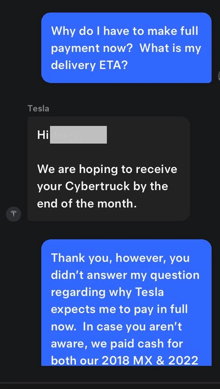 Tesla Cybertruck Have vin for beast. How to see truck before making final payment IMG_0067