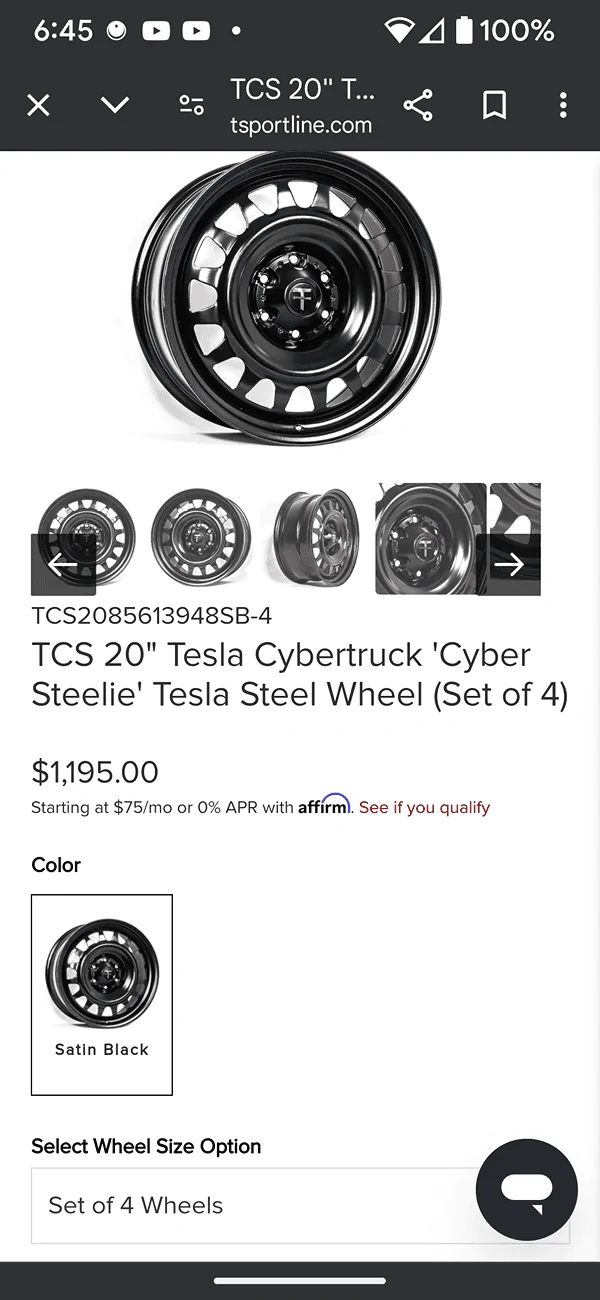 Tesla Cybertruck Why are folks purchasing factory Cybertruck wheels / tires? Screenshot_20240824-064503