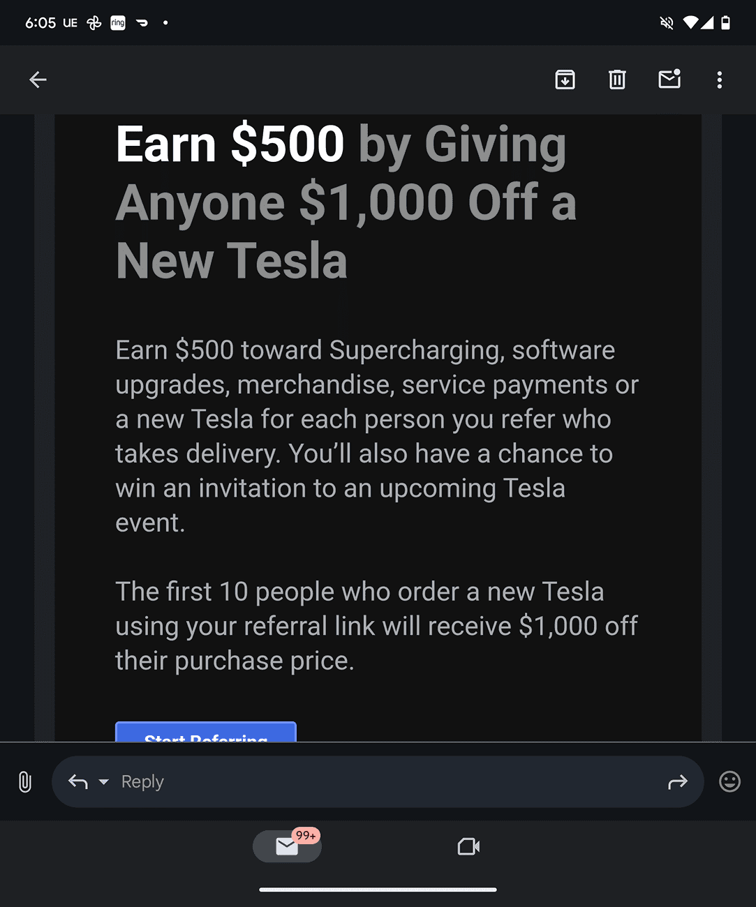 Tesla Cybertruck Tesla referral program returns!... Again. $1k off and it stacks with military Screenshot_20240824-180548