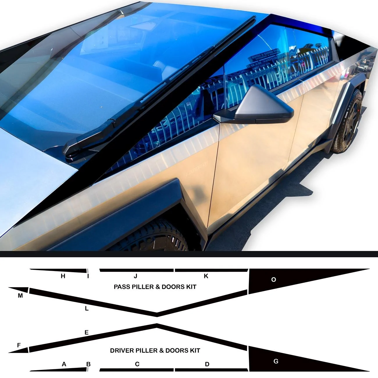 Tesla Cybertruck 🚀 Cybertruck Silhouette or is it the F16 Fighter Jet?!?! - DIY Kit Must SEE!!💎 cybertruck-window-surround-black-out-ppf-wrap-kit