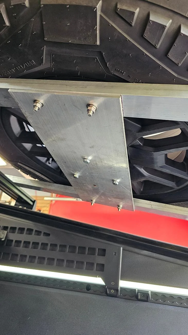 Tesla Cybertruck DIY built Baja Tire Rack 20240824_165155