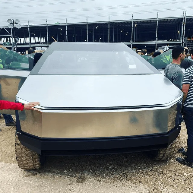Tesla Cybertruck ? Cybertruck Spotted at Giga Texas Plant! + Interior Look with Yoke Steering Wheel and Performance Pedals! 1618620438080