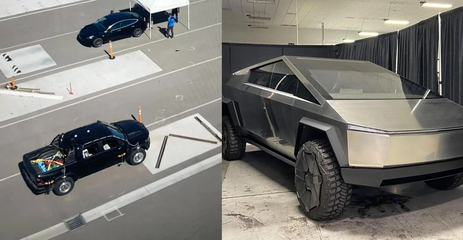 Tesla Cybertruck RAM TRX pickup spotted at Fremont plant for Cybertruck benchmark testing cybertruck-benchmarking