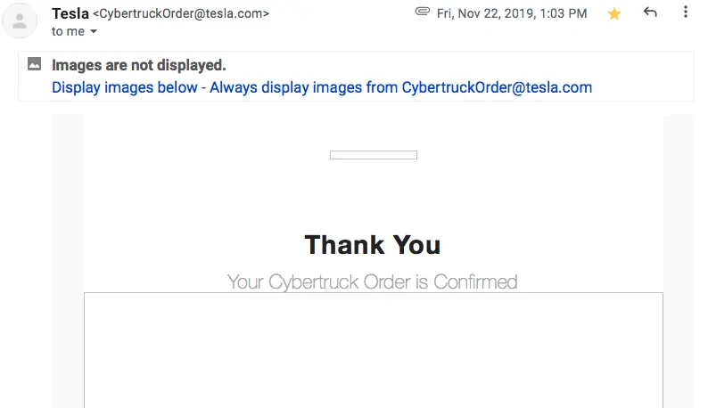 Tesla Cybertruck CT deposit orderconfirmed