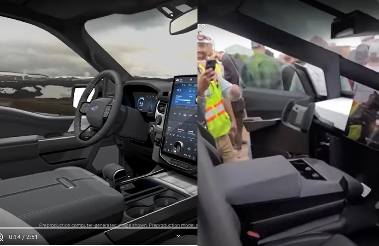 Tesla Cybertruck Center console/seat: who got it right? console_com
