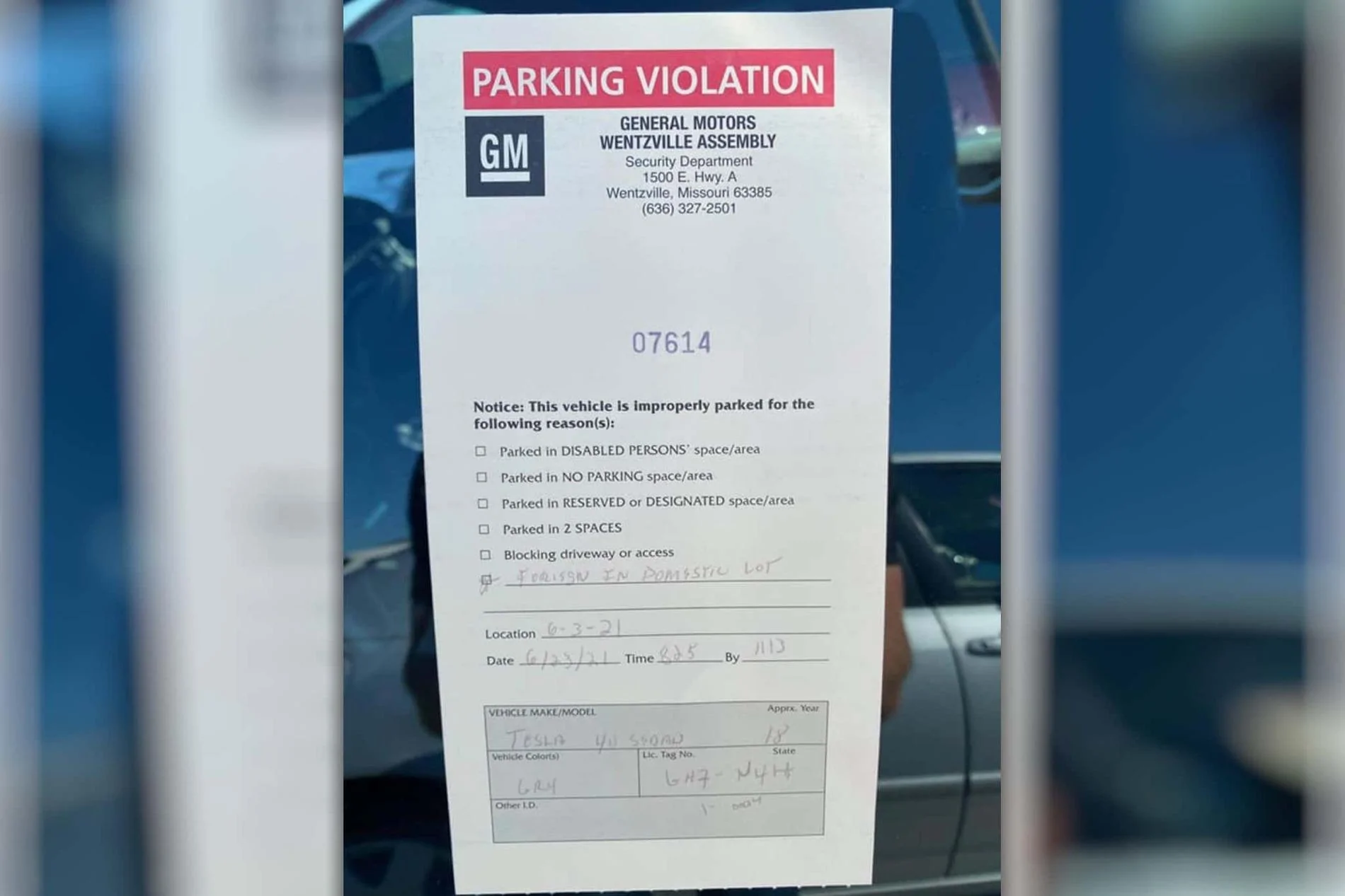 Tesla Cybertruck Tesla Driver Ticketed After Parking 'Foreign Car in Domestic Lot' at GM Factory message-editor%2F1624638114248-inlinec