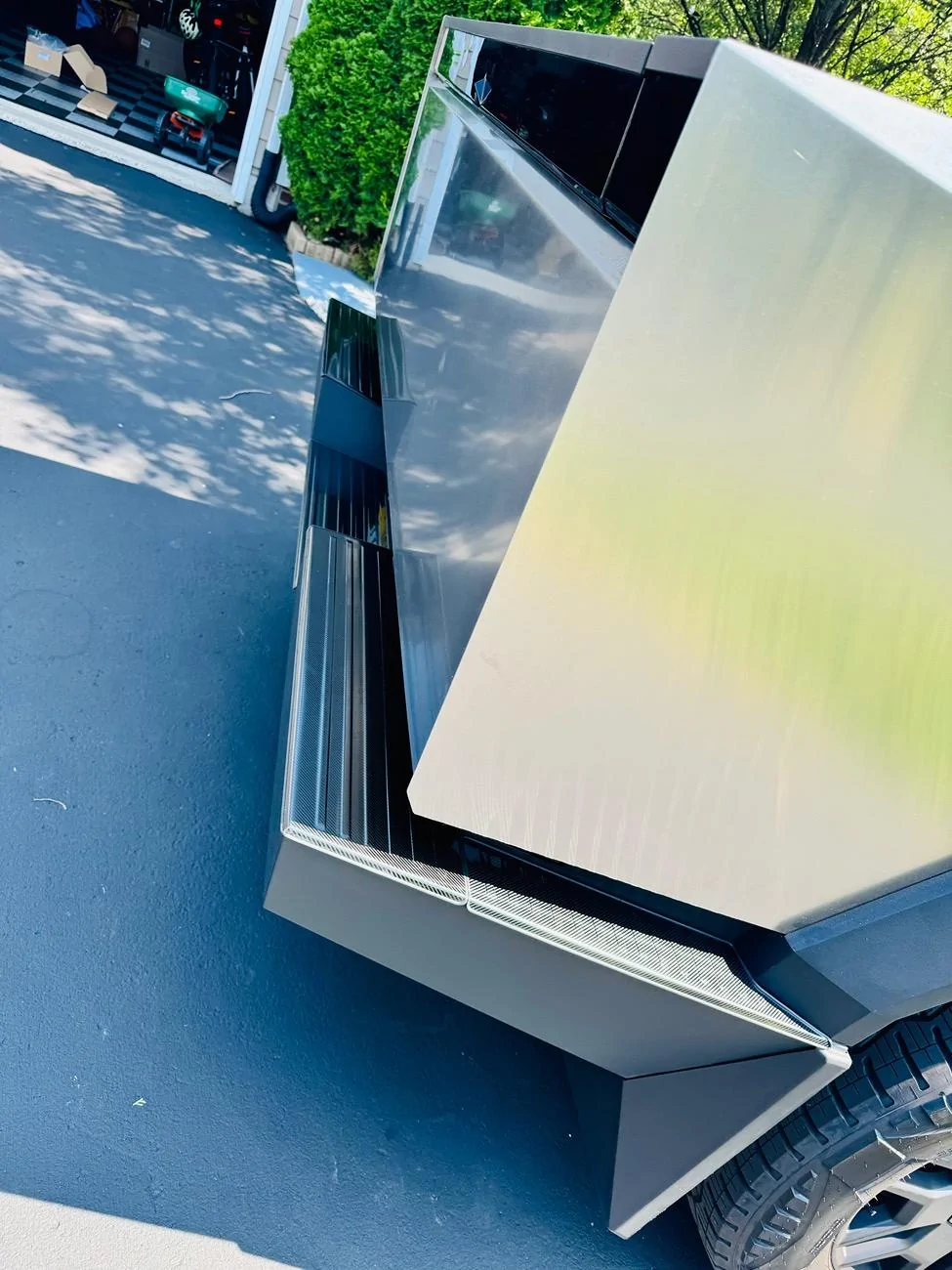 Tesla Cybertruck My Carbon Fiber mirror cover and Bumper protector installed IMG_1235
