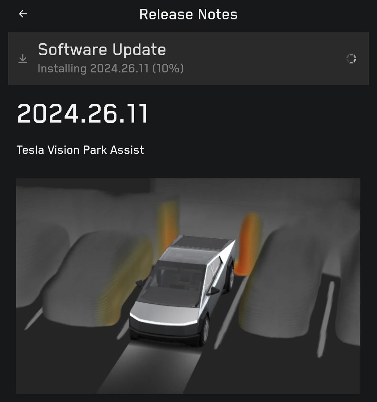 Tesla Cybertruck Demo Video: VISION PARK ASSIST in Cybertruck (204.26.11 Update) Screenshot_20240825_184723_Tesla