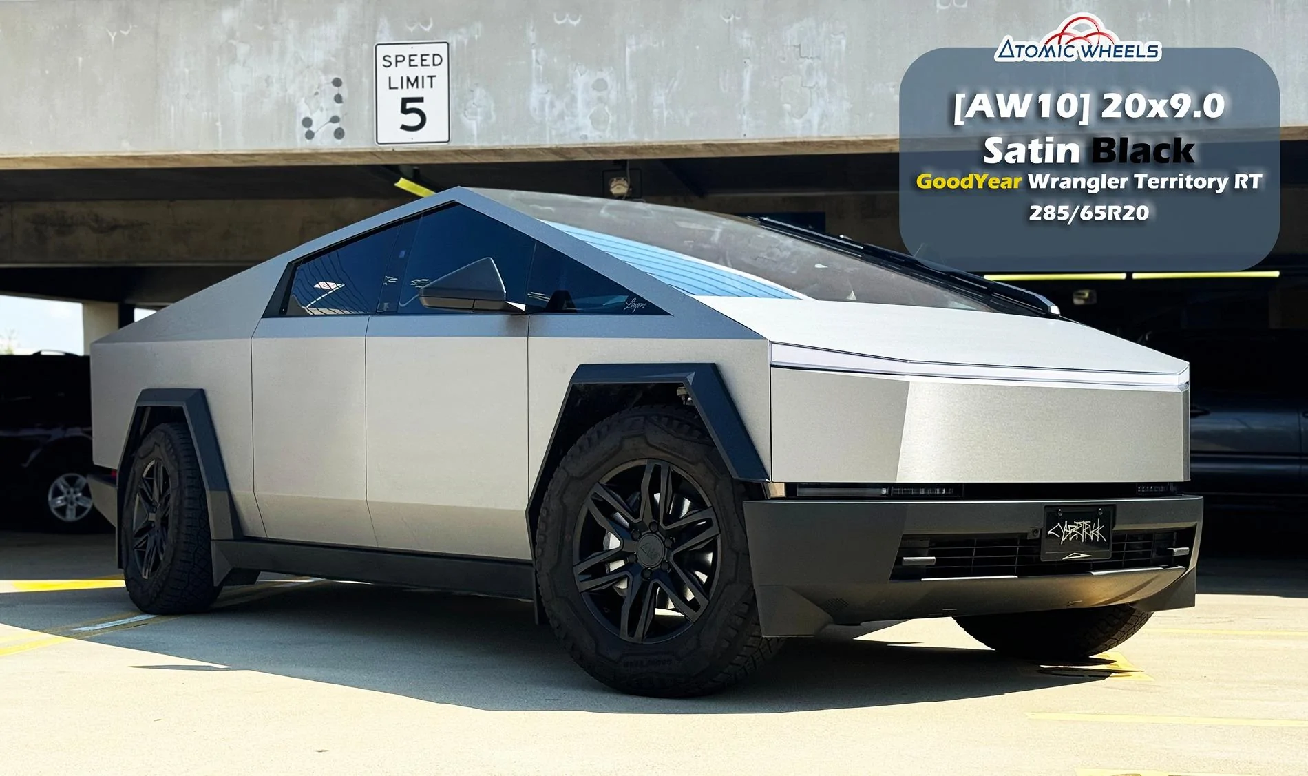 Tesla Cybertruck Fully Forged Atomic Wheels for Tesla Cybetruck AW1020_SatinBlack_Cyber_Stamp_Site5
