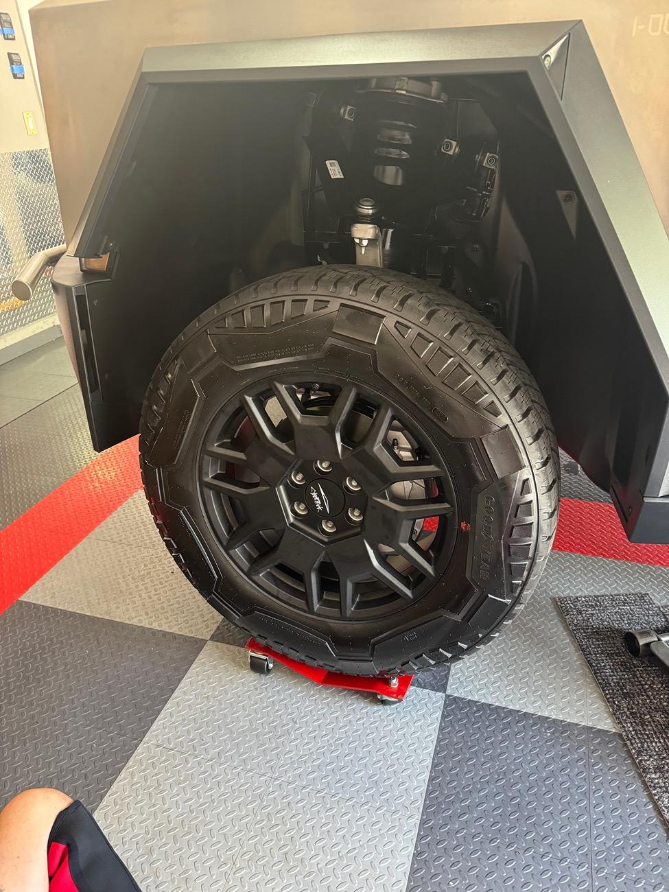 Tesla Cybertruck Wheel removal made easy using wheel dolly IMG_1055