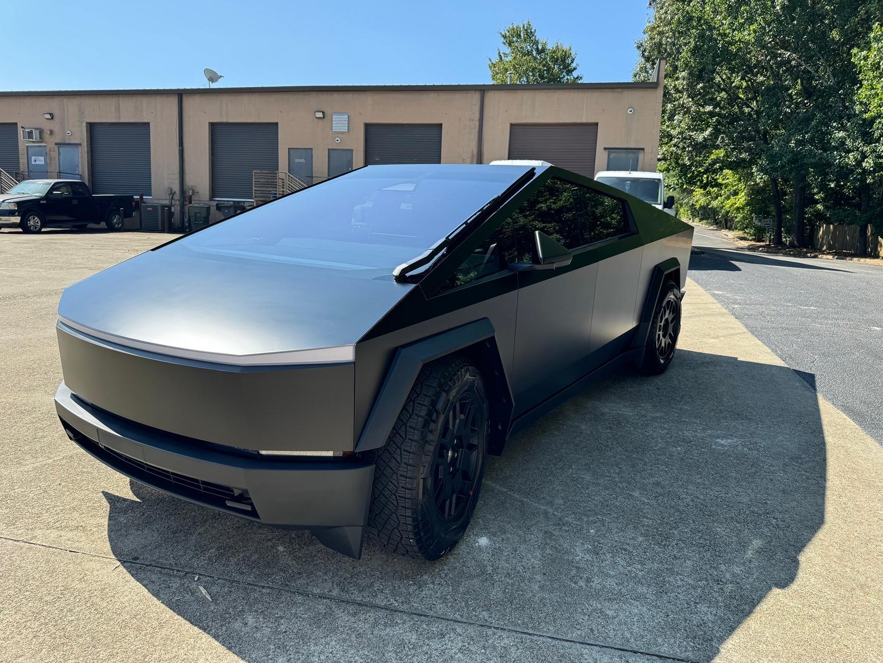 Tesla Cybertruck BLACK Vinyl Wrap & PPF Cybertruck -- Photos & Videos STEK %22DYNOBlack%22 Matte Black PPF 1